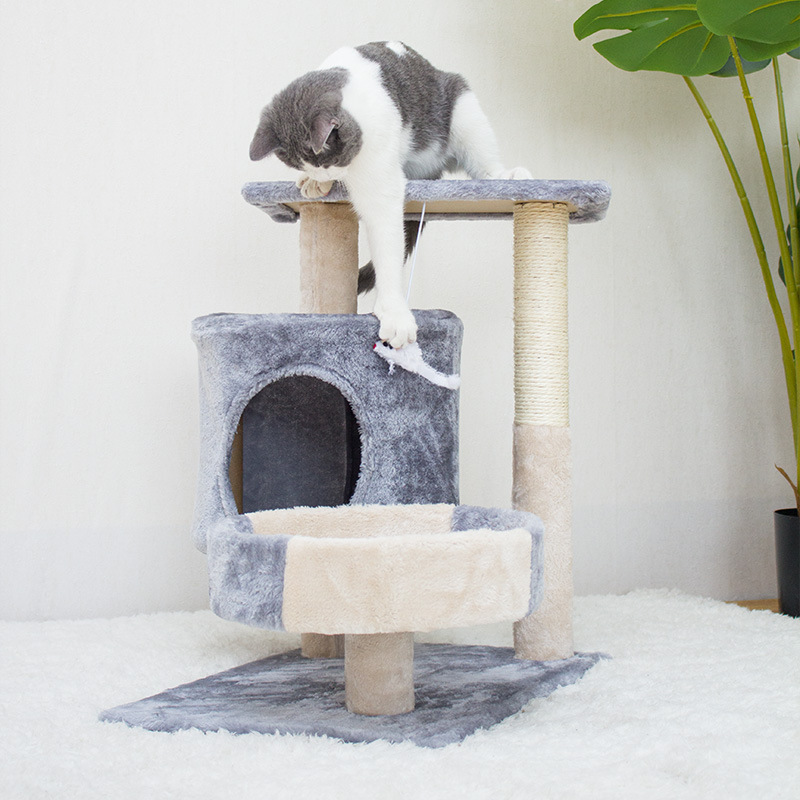 Cat Tree for Small Plush  Tower with Large Cat Condo, Deep Hammock and Sisal Cat Scratching Post for Kittens