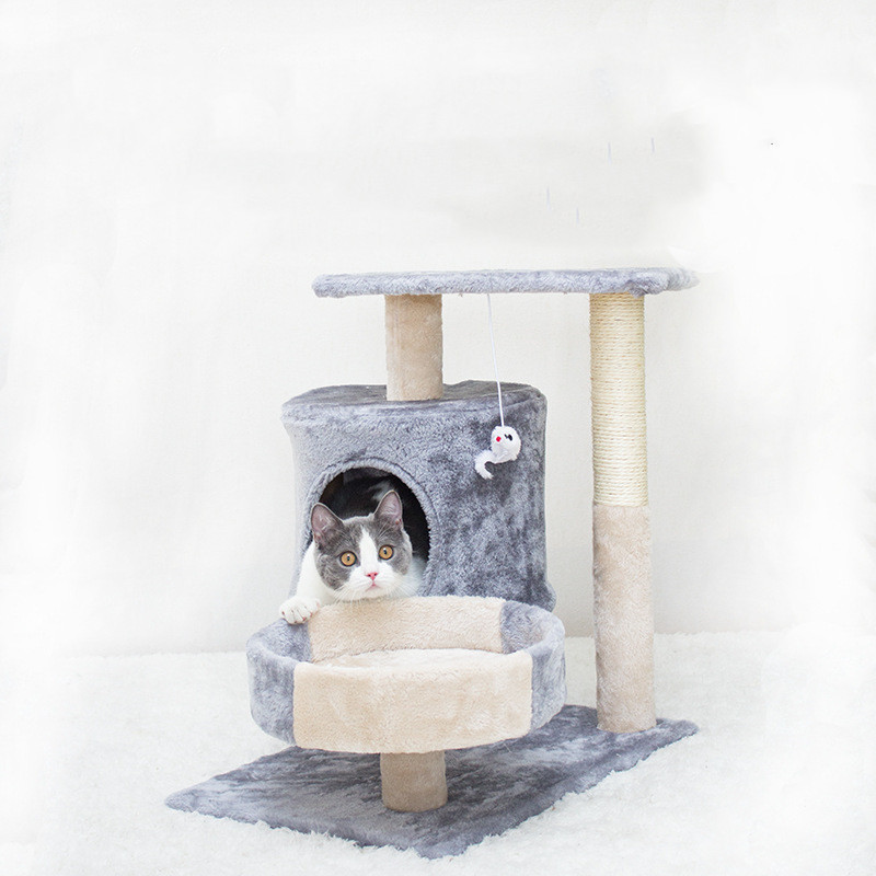 Cat Tree for Small Plush  Tower with Large Cat Condo, Deep Hammock and Sisal Cat Scratching Post for Kittens