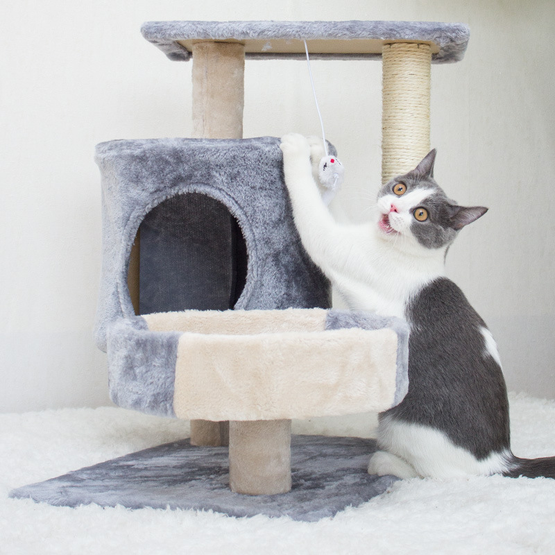 Cat Tree for Small Plush  Tower with Large Cat Condo, Deep Hammock and Sisal Cat Scratching Post for Kittens