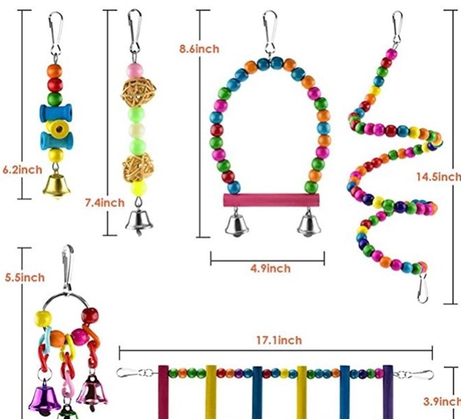 Drop Shipping Parrot Combination Toys Bird Chewable Bite Climbing Rope Swing Cotton Rope Bite StringToy For Parrots Game In Cage