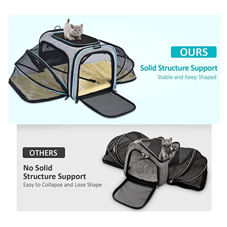 Pet Carriers Portable Breathable Foldable Bag Cat Dog Carrier Bags Outgoing Travel Pets Handbag with Locking Safety Zippers