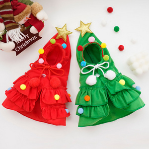 Merry Christmas Pet Clothes Dog Cloak Cape And Shawl Puppy Cosplay Santa Tree Costume Happy Festival Coat Supplies Wholesale