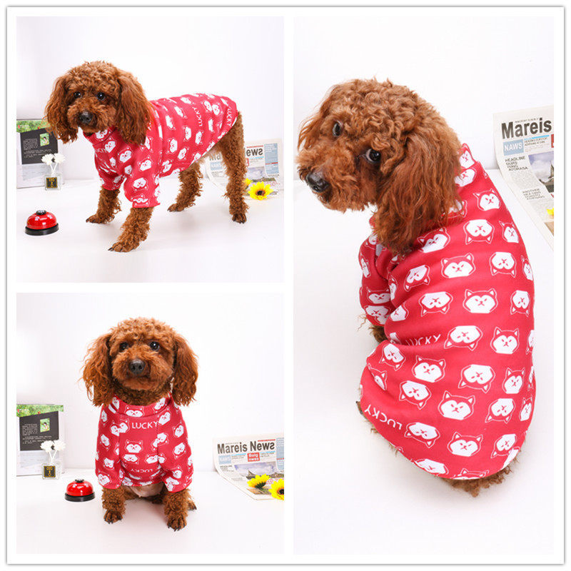 New Kawaii Cartoon Printed Pet Clothes Warm Two-legged Sweater Autumn Winter Dog and Cat Clothes French Bulldog Clothes