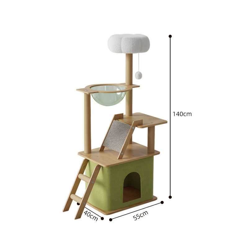 Cat Climbing Frame Luxury Integrated Large Cat Climbing Frame Transparent Space Module Multi layered Wooden Cat Nest Tree