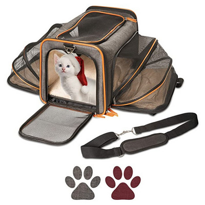 Pet Carriers Portable Breathable Foldable Bag Cat Dog Carrier Bags Outgoing Travel Pets Handbag with Locking Safety Zippers