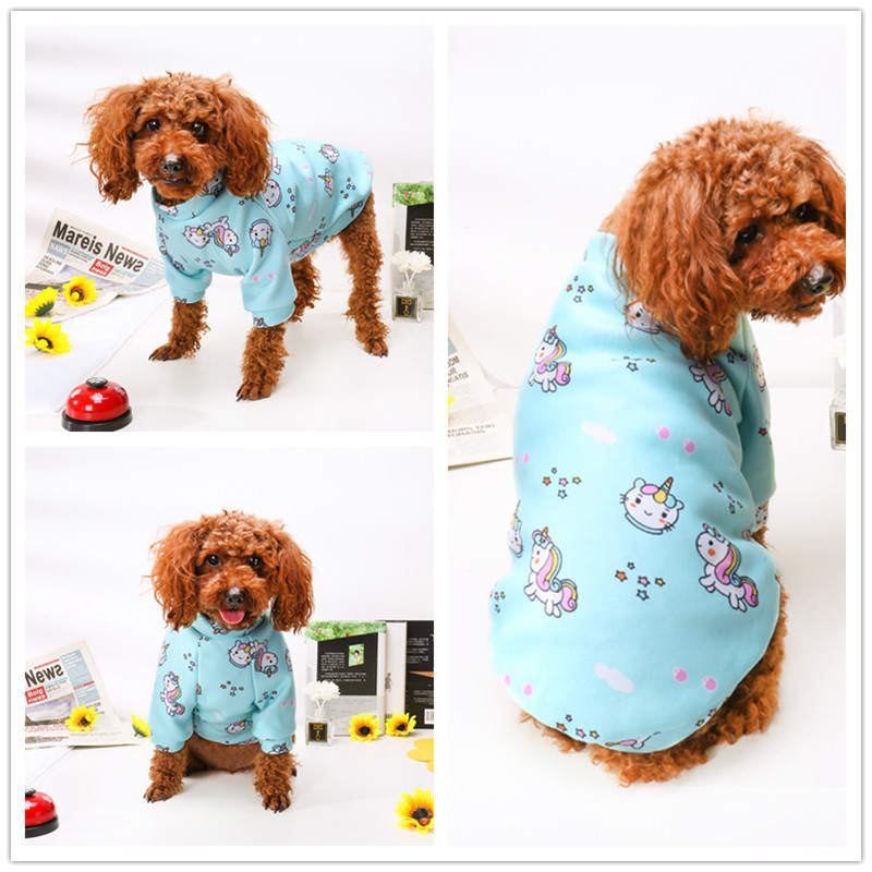 New Kawaii Cartoon Printed Pet Clothes Warm Two-legged Sweater Autumn Winter Dog and Cat Clothes French Bulldog Clothes