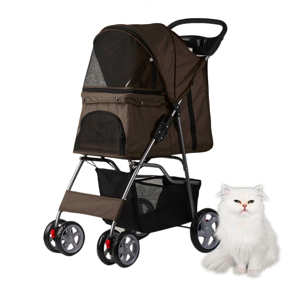 Folding pet trolley dog dog cat cat stroller baby pet car cage