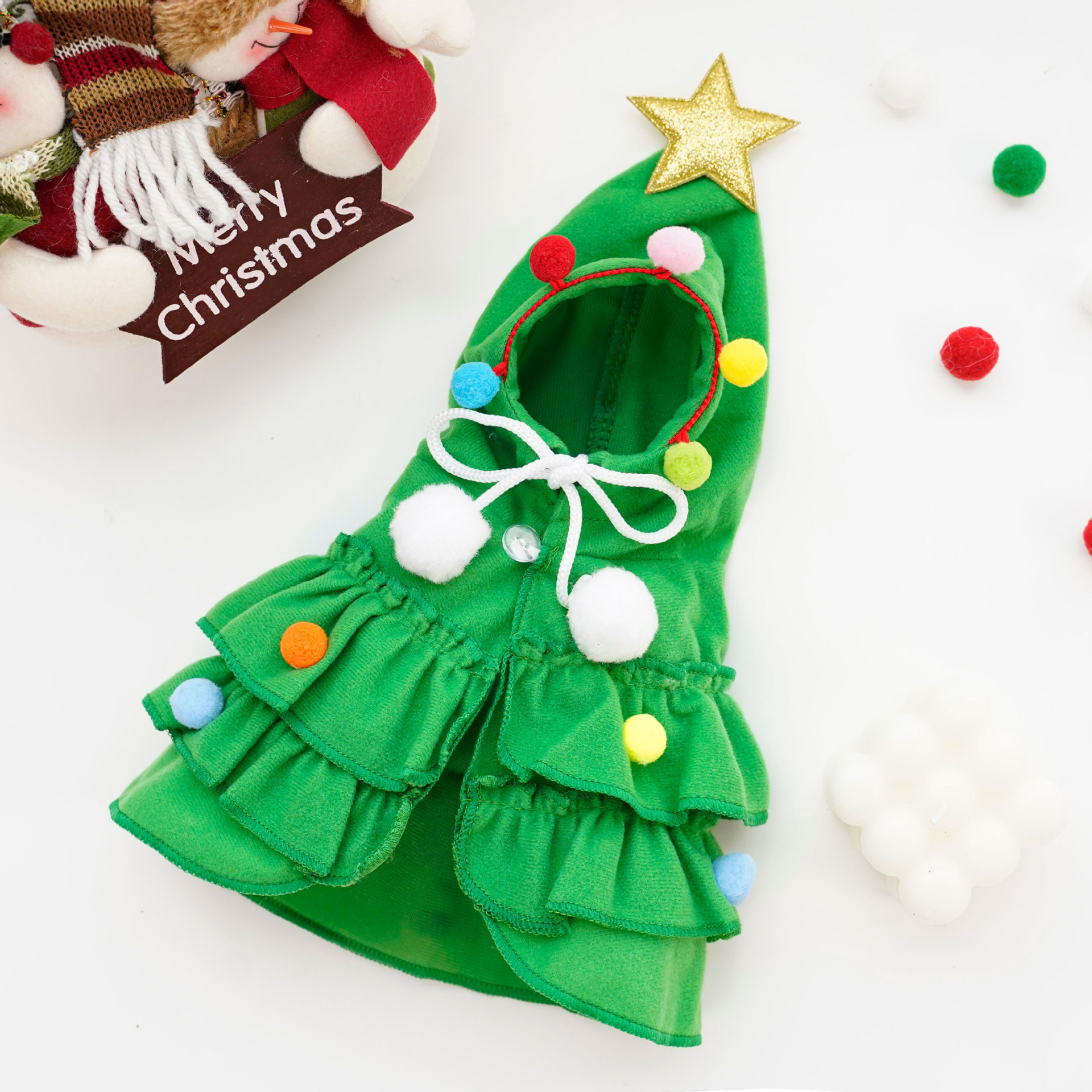 Merry Christmas Pet Clothes Dog Cloak Cape And Shawl Puppy Cosplay Santa Tree Costume Happy Festival Coat Supplies Wholesale