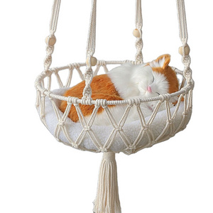 Cat Hammock Decoration Hand Woven Rope Tassel Boho Tapestry Hanging Pet Swing Bed Nest for Indoor Outdoor Wall