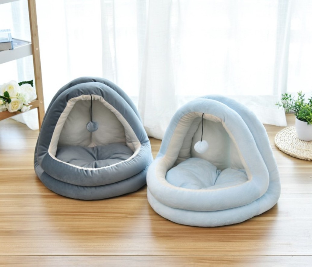 Cat Cave Cat House Warmer Soft Pet Bed Pet Cave Sleeping Bag for Dog Cat with Toy