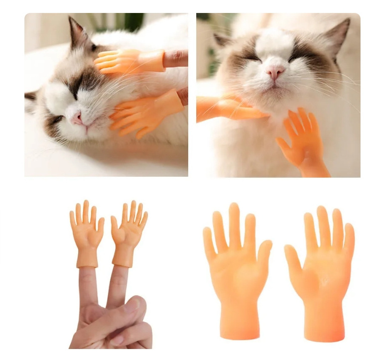 Cat Toy Interactive Rubber Pet Finger Gloves for Stroking Cat Face Head Massager Toys for Cats Play Kitten pet products