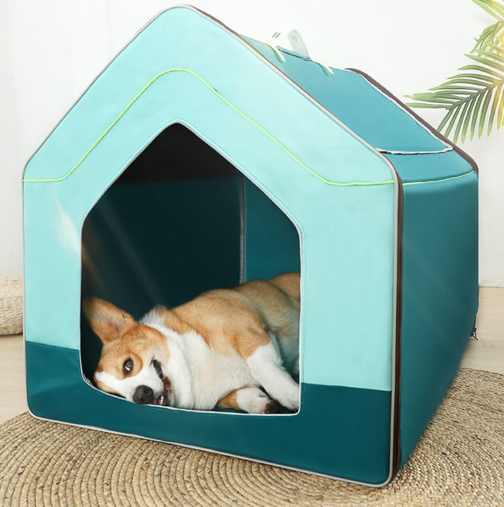 Green Kennel Warm Large House Summer Dog Cage With Breathable Mesh Indoor Outdoor Portable And Foldable Pet Tent Four Seasons