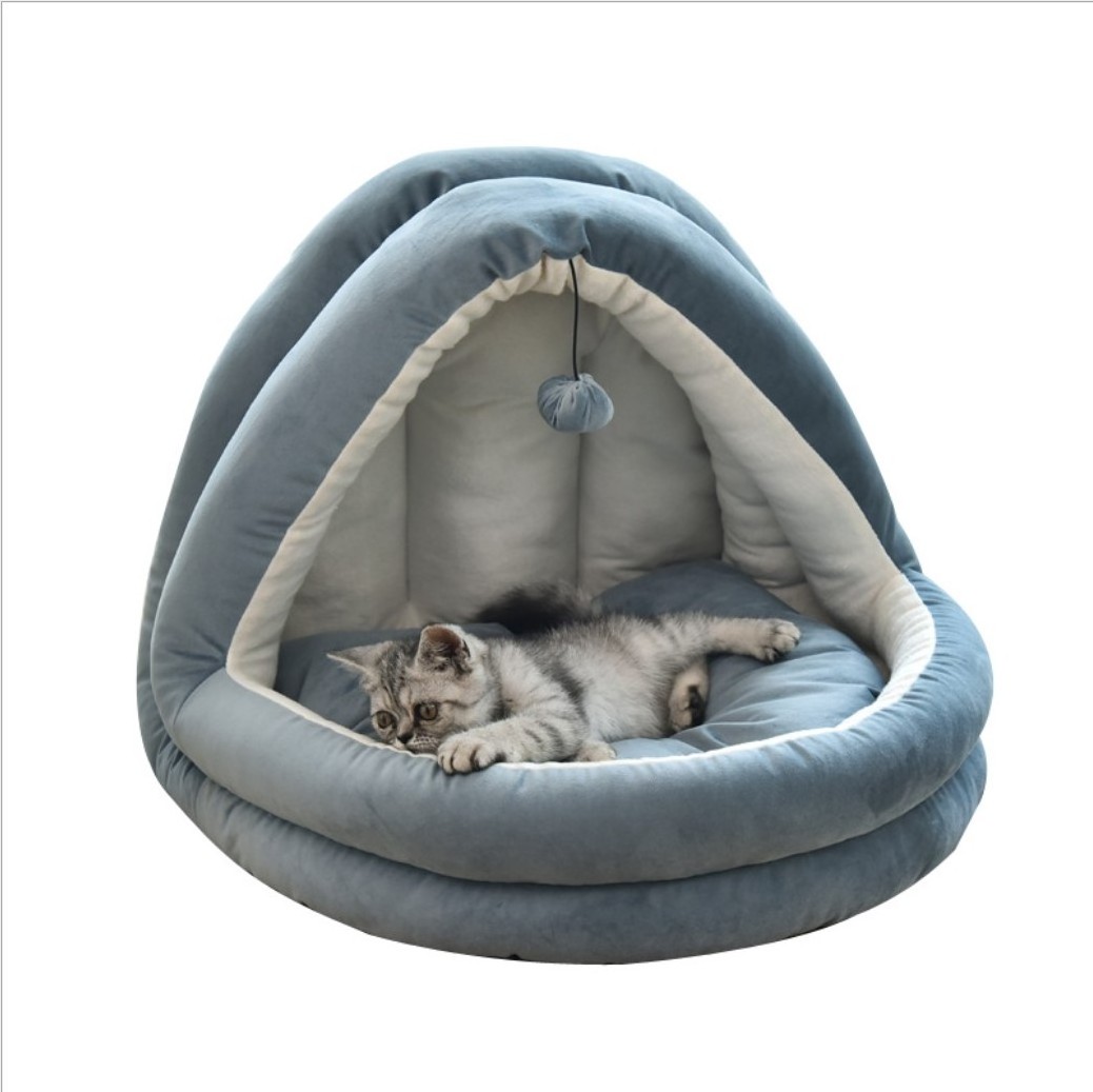 Cat Cave Cat House Warmer Soft Pet Bed Pet Cave Sleeping Bag for Dog Cat with Toy