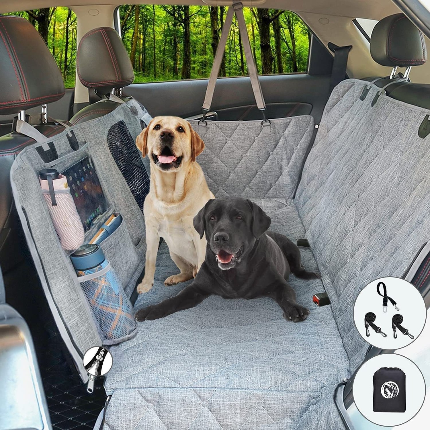 Double Zipper Car Pet Seat Pad Waterproof Dirt Resistant Suitable Multiple Models Solid Color Cars Rear Seats Cushion