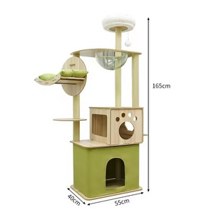 Cat Climbing Frame Luxury Integrated Large Cat Climbing Frame Transparent Space Module Multi layered Wooden Cat Nest Tree