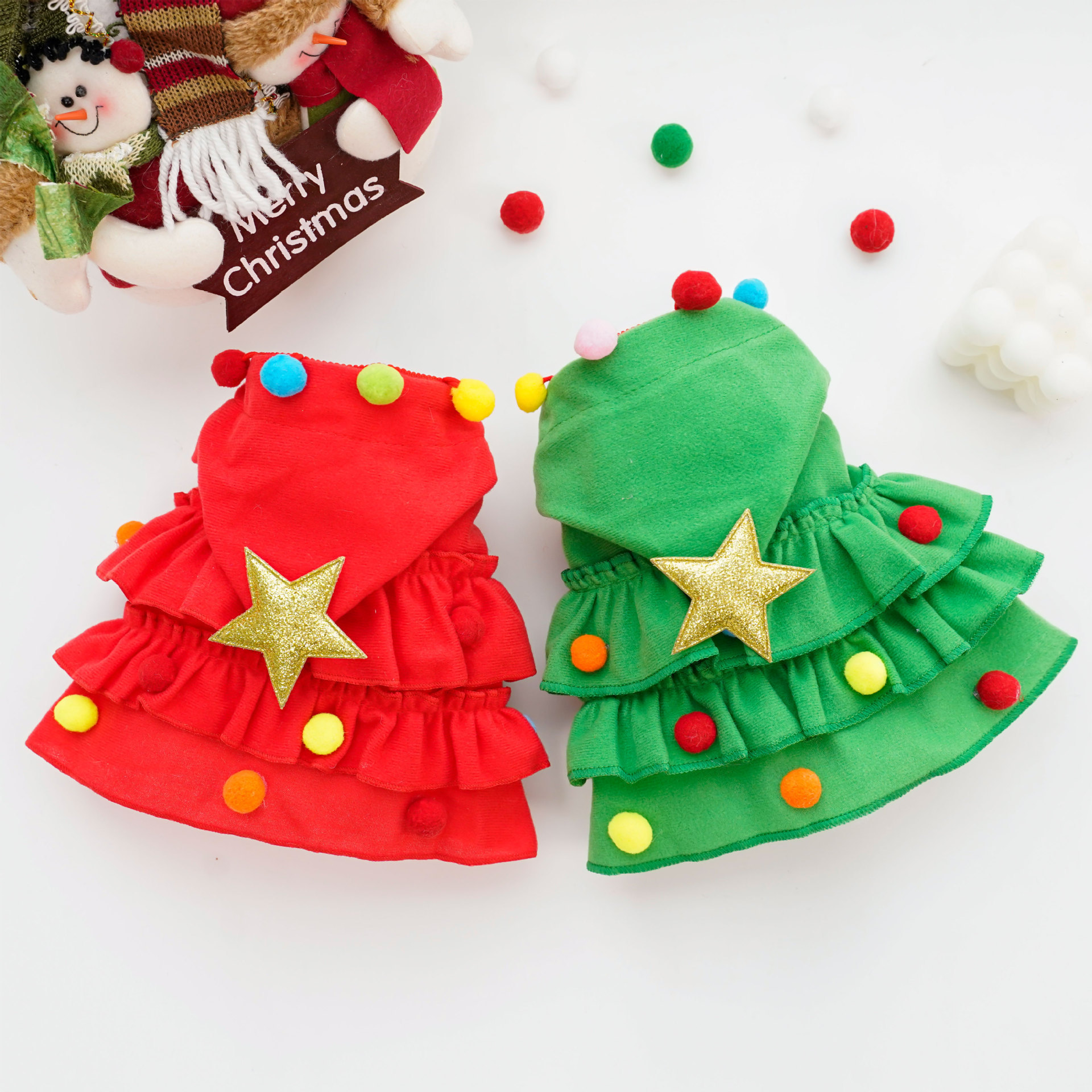 Merry Christmas Pet Clothes Dog Cloak Cape And Shawl Puppy Cosplay Santa Tree Costume Happy Festival Coat Supplies Wholesale