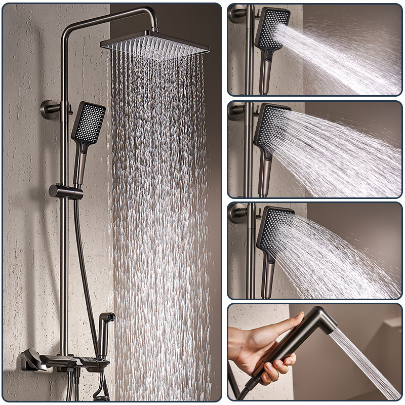 Intelligence LCD display thermostatic led rain shower head bathroom stainless rain shower mixer kit