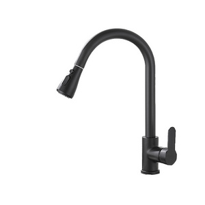 304 stainless steel black pullout waterfall kitchen faucet