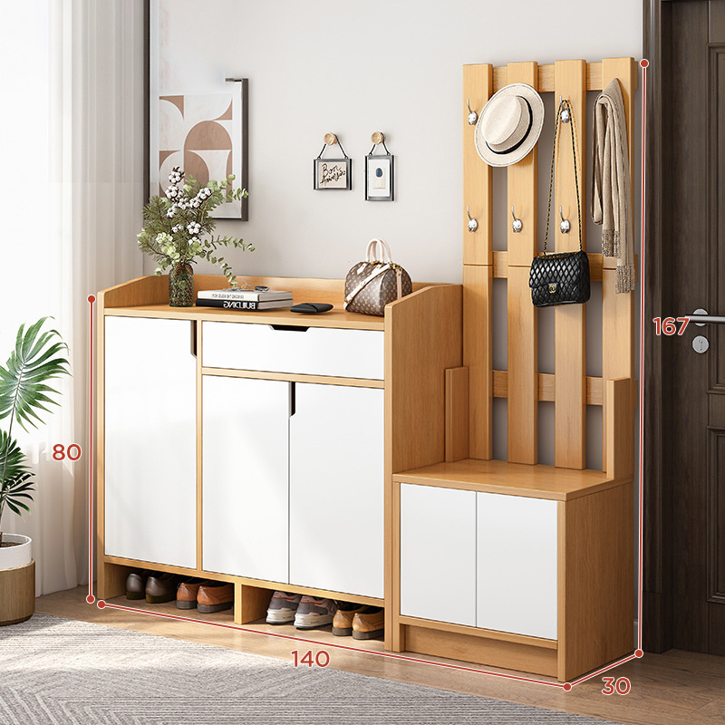 Modern White High Quality Wooden Panel Thin Shoe Rack Cabinet with Multi-layer Storage and Door