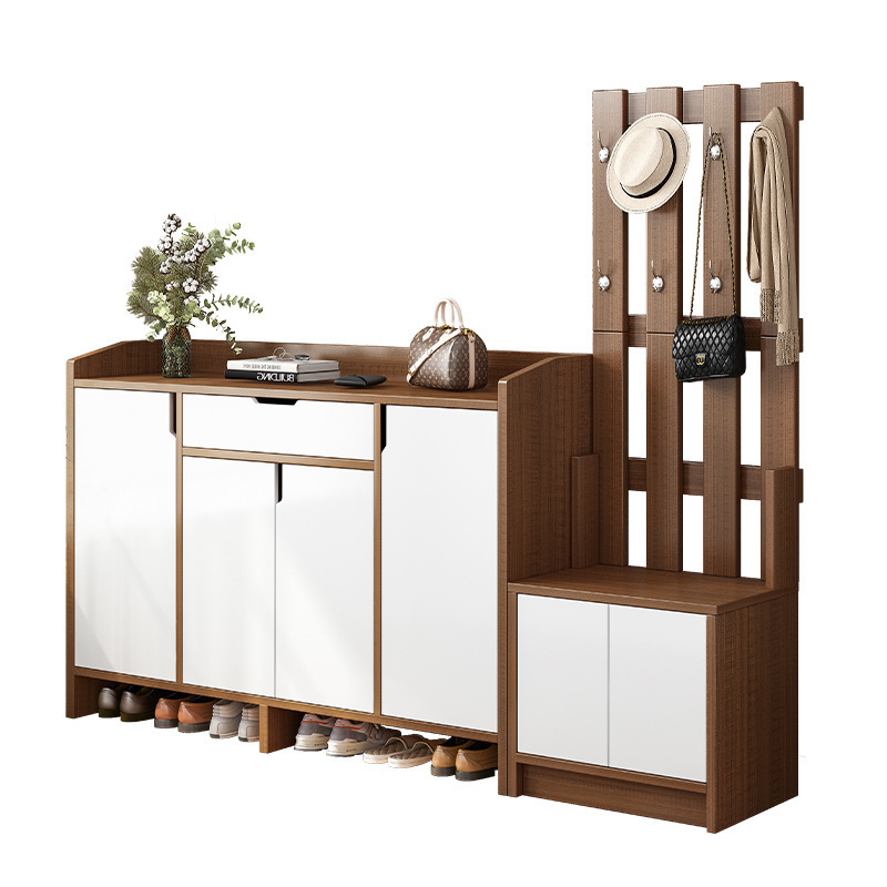 Modern White High Quality Wooden Panel Thin Shoe Rack Cabinet with Multi-layer Storage and Door