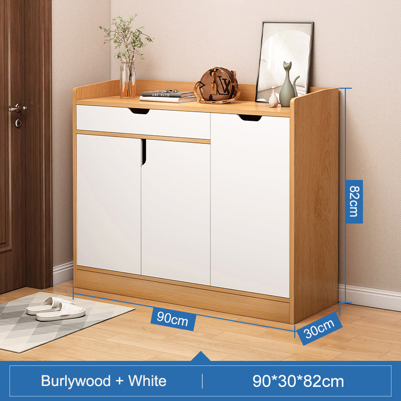 Modern White High Quality Wooden Panel Thin Shoe Rack Cabinet with Multi-layer Storage and Door