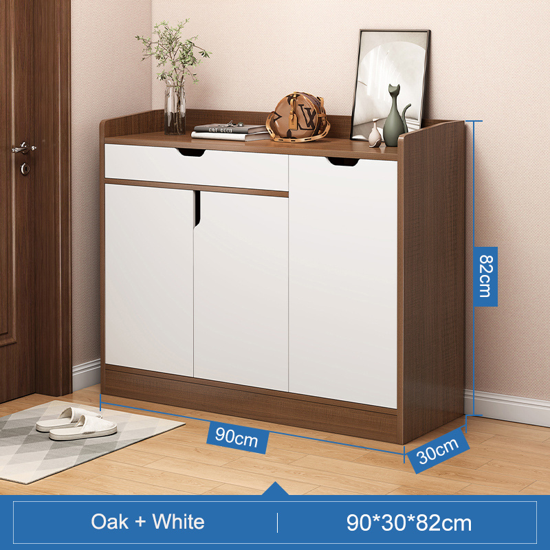 Modern White High Quality Wooden Panel Thin Shoe Rack Cabinet with Multi-layer Storage and Door