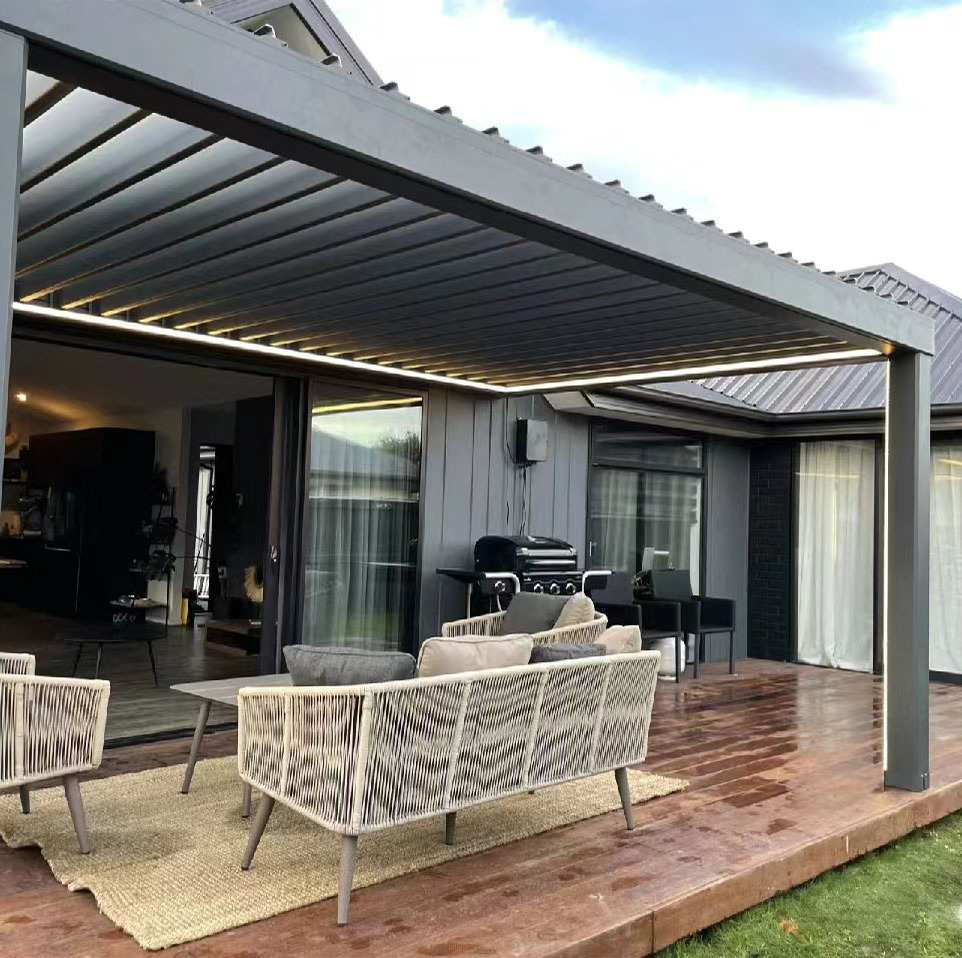 customized outdoor aluminium gazebo electric roof pergola with louvered roof