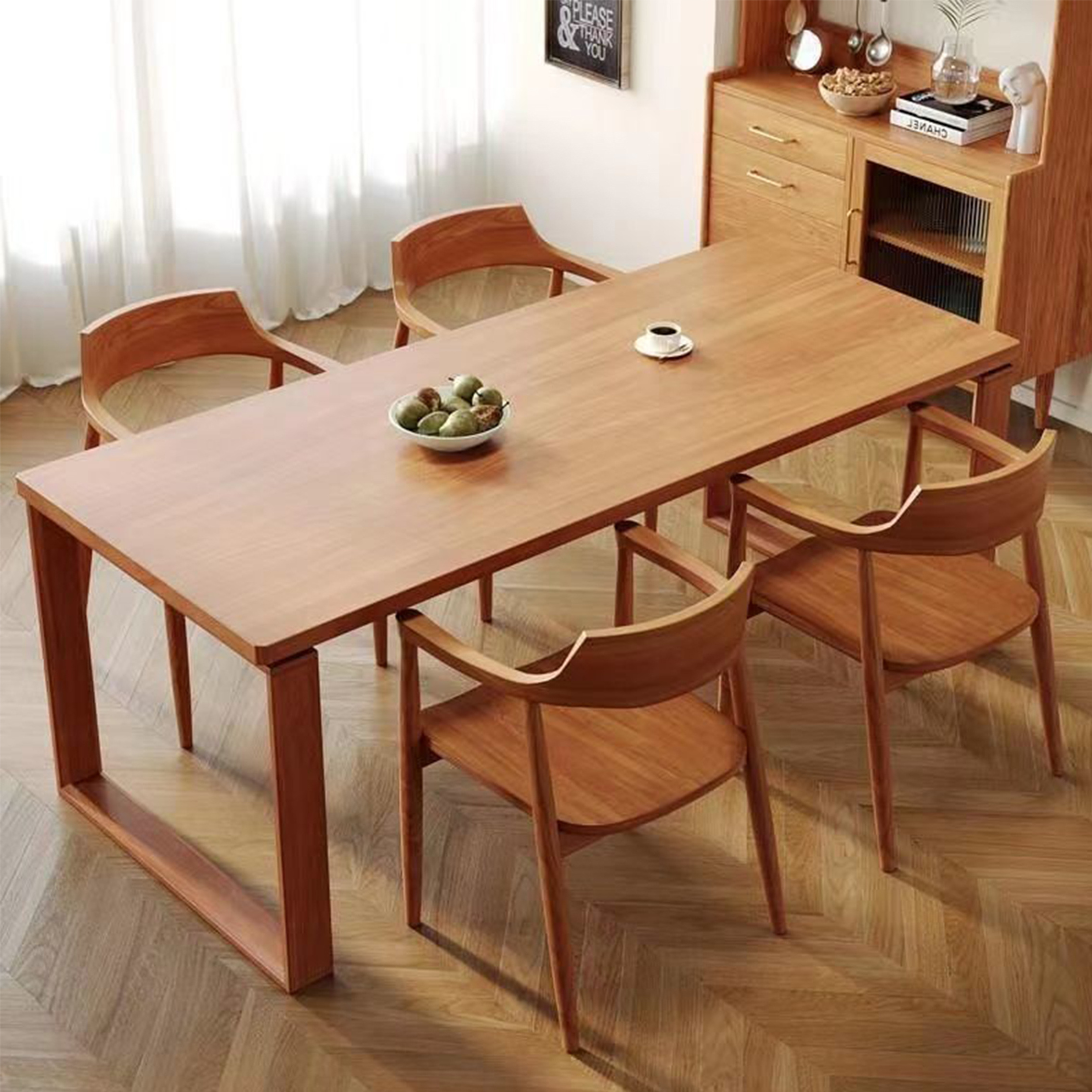 Multi-style customization modern wooden dining table varnish or dyeing process cum set 4 chairs multiple design