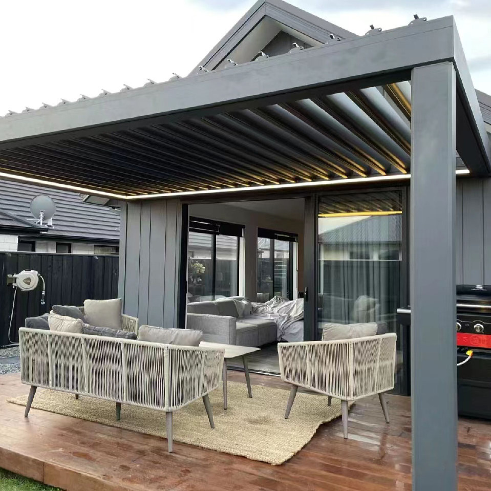 customized outdoor aluminium gazebo electric roof pergola with louvered roof