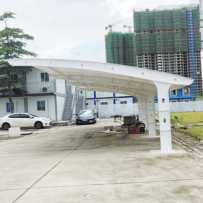 The strong and reliable carport and trellis are both steel and can be used as sunshade carports for parking lots