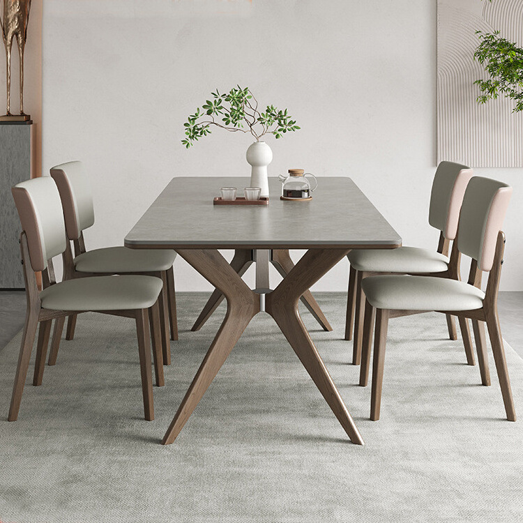 Multi-style customization modern wooden dining table varnish or dyeing process cum set 4 chairs multiple design