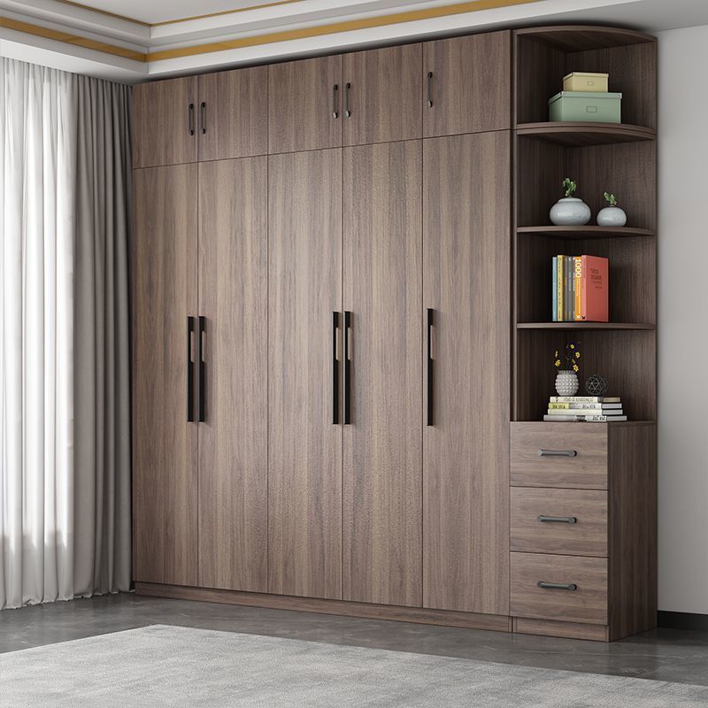 High Quality Large Storage Bedroom Furniture Combination Wooden Closet Wardrobe for Clothes with Drawers and Handles