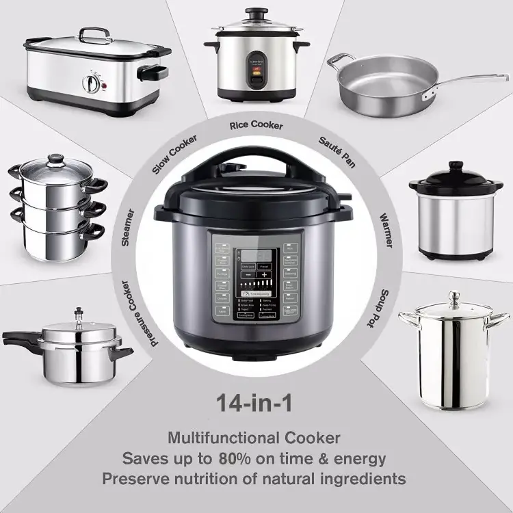 2 in 1 Multi Cooker Electric Pressure Cooker and Air Fryer Pressure Cooker with Fryer Lid