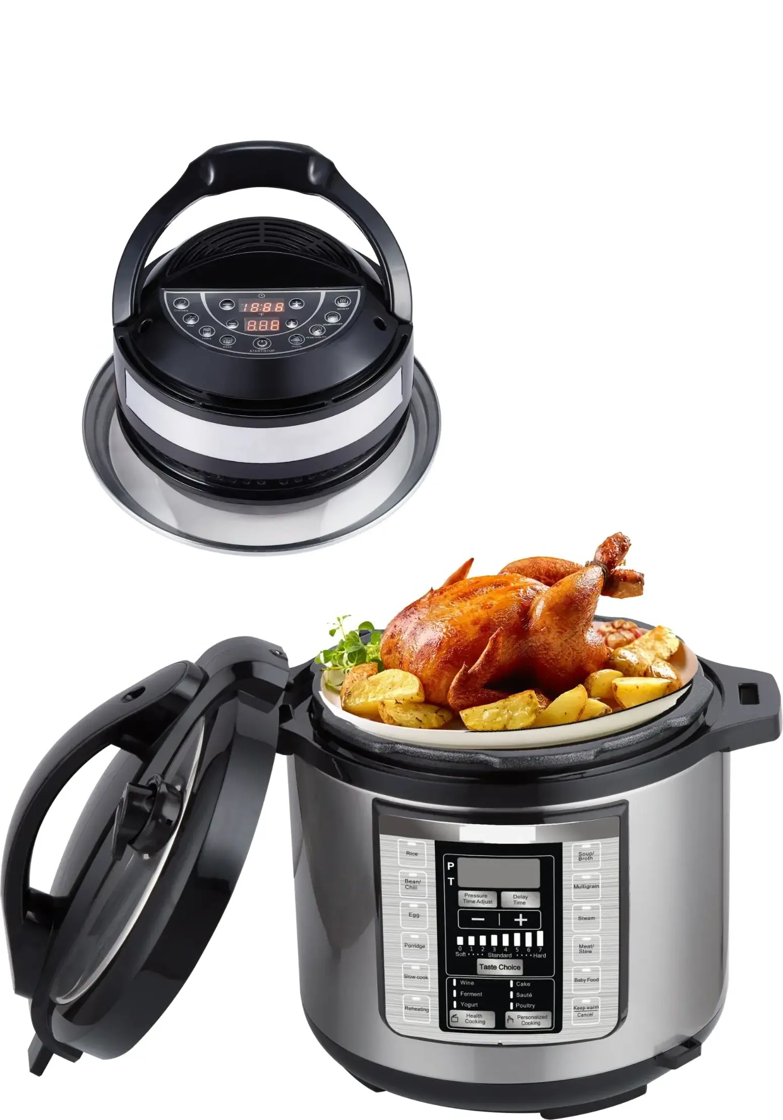 2 in 1 Multi Cooker Electric Pressure Cooker and Air Fryer Pressure Cooker with Fryer Lid