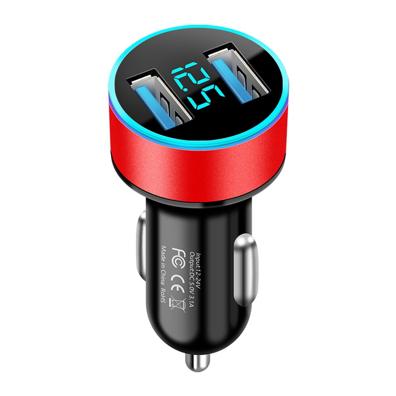 Wholesale LED Display Quick Charging 3.1A Portable Dual USB Car Mobile Charger for Phone