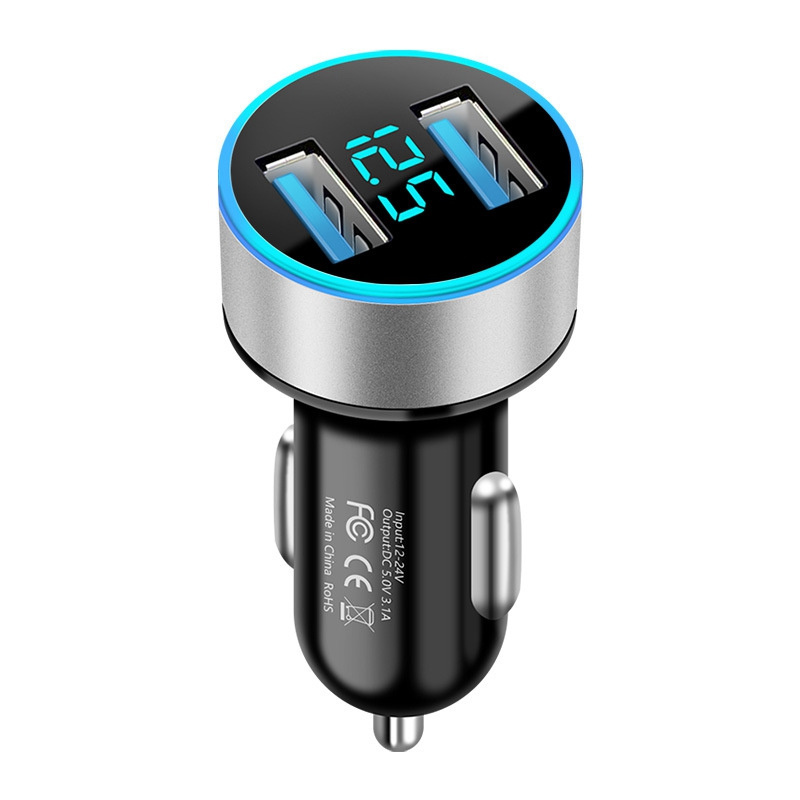 Wholesale LED Display Quick Charging 3.1A Portable Dual USB Car Mobile Charger for Phone