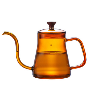 600ml/20oz Pour Over glass Kettle Gooseneck Kettle for Drip Coffee Tea water Kettle for Stove Top