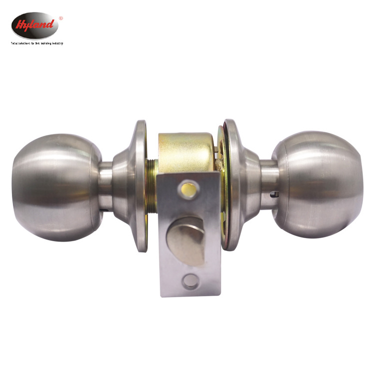 Stainless steel Cylindrical Knob Door Lock Hyland OEM 587 SS BK Hotel Bathroom , Round cylinder door lock 60/70mm latch