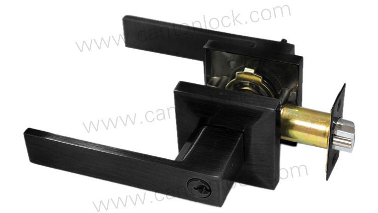 Matte  Black finish square handle door lock,  magnetic latch Zinc alloy tubular lever set entry  Hyland OEM LH852 MB ET