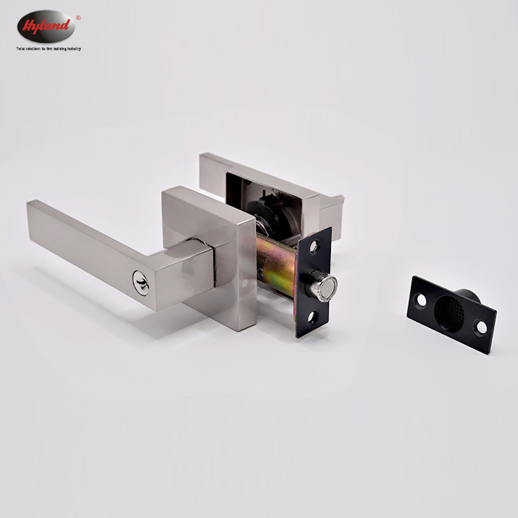 Matte  Black finish square handle door lock,  magnetic latch Zinc alloy tubular lever set entry  Hyland OEM LH852 MB ET