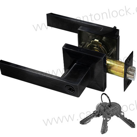 Matte  Black finish square handle door lock,  magnetic latch Zinc alloy tubular lever set entry  Hyland OEM LH852 MB ET