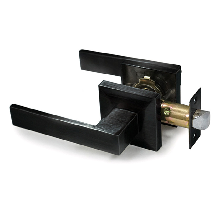 Passage/Privacy Door Lock ,  black Lever door handle lock for Bed and Bath (Interior Door Lock), LH852 PS