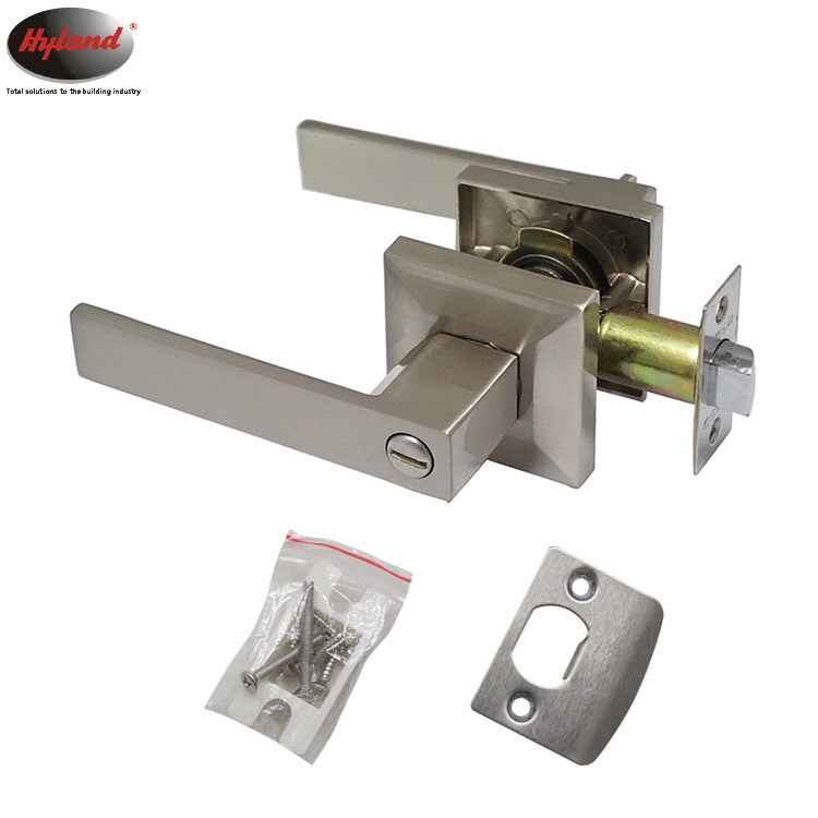 Industrial /Hotel tubular square lever door handles  Hyland OEM  locks LH852 SS BK, Keyless lever door lock