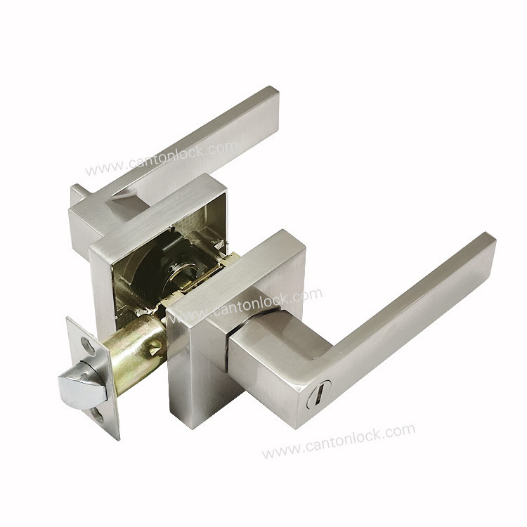 Industrial /Hotel tubular square lever door handles  Hyland OEM  locks LH852 SS BK, Keyless lever door lock