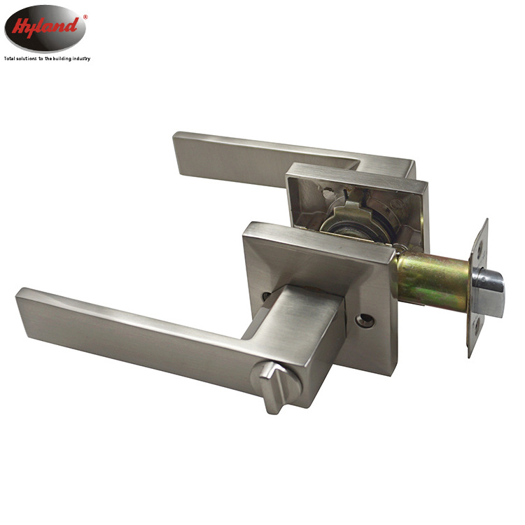 Industrial /Hotel tubular square lever door handles  Hyland OEM  locks LH852 SS BK, Keyless lever door lock