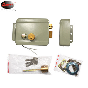 Electric gate door lock Hyland OEM CE 1073DL Double cylinder left open, 12V Electric Rim Lock with push button,