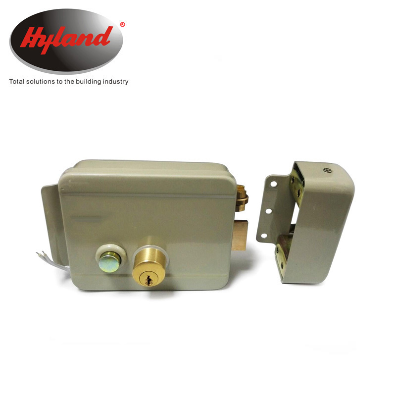 High quality 12V smart deadbolt rim lock Hyland OEM CE 1073DR  Double cylinder right open  electric rim lock, entry door lock