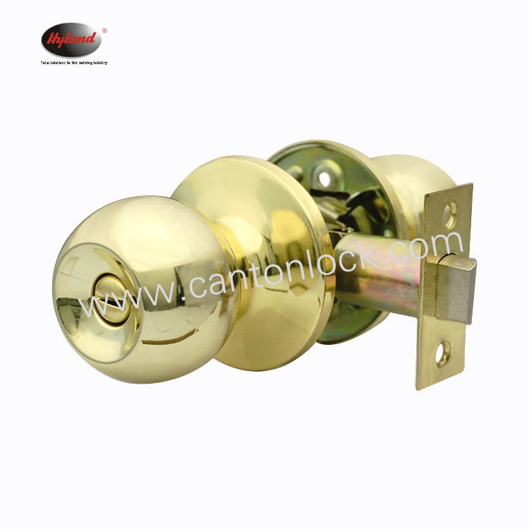 Keyless bathroom Knob  door lock, Hyland OEM 607 PB BK brass material Tubular door lock, 60/70mm backset