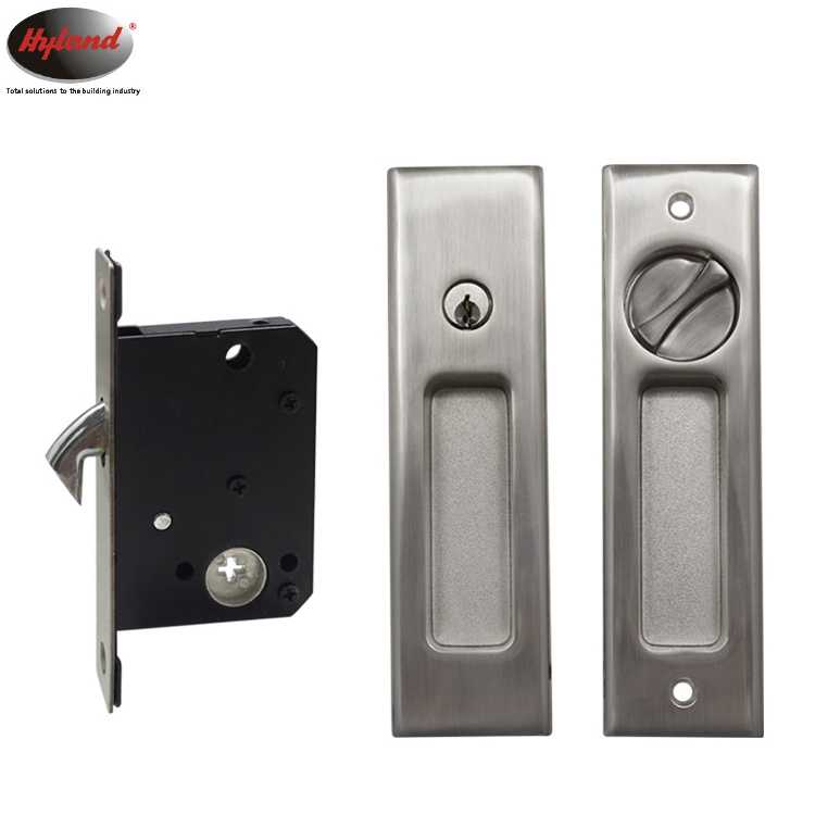 Cabinet sliding door lock, zinc alloy material concealed handle  Hyland OEM 881 SS with 2pcs keys, hook lock