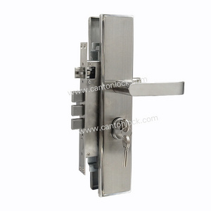 Security entrance door lock set plate 330mm length,  Hyland OEM Stainless steel 304 lever door handle lock, 6068 lock series